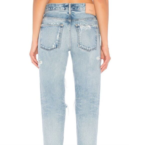 Revolve Moussy Straight Leg Distressed Blue Jeans - Picture 2 of 12